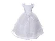 Chic Baby Big Girls White Embroidered Flower Layered Communion Dress 12