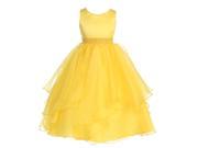 Chic Baby Big Girls Yellow Beaded Waist Overlaid Junior Bridesmaid Dress 10