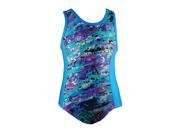 Reflectionz Big Girls Turquoise Paint Splatter Pattern Tank Leotard 10