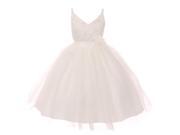 Rain Kids Little Girls Ivory Beaded Lace V neck Special Occasion Dress 6