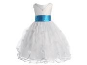 Chic Baby Little Girls White Turquoise Tulle Mesh Flower Girl Easter Dress 4