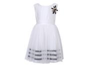Richie House Big Girls White Diamond Brooch Accent Sleeveless Dress 8