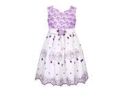 Richie House Little Girls White Lilac Floral Detailing Flower Girl Dress 4