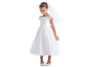 Sweet Kids Little Girls White Satin Lace Pearl Brooch Bow Easter Dress 4