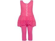 Mini Moca Little Girls Pink Lace Button Placket Top 2 Pc Legging Set 4