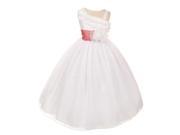 Chic Baby Little Girls White Coral One Shoulder Ruffle Flower Girl Dress 6