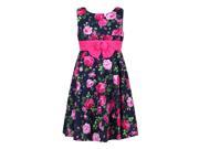 Richie House Little Girls Dark Blue Pink Rose Pattern Cotton Summer Dress 6