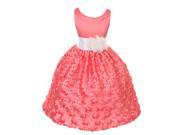 Chic Baby Little Girls Ivory Coral White Satin Lace Flower Girl Dress 4