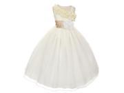 Chic Baby Big Girls Ivory Taupe One Shoulder Ruffle Junior Bridesmaid Dress 12