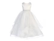 Chic Baby Big Girls White Beaded Waist Overlaid Junior Bridesmaid Dress 8