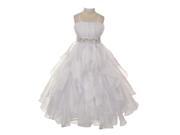 Chic Baby Big Girls White Vertical Ruffle Junior Bridesmaid Pageant Dress 12