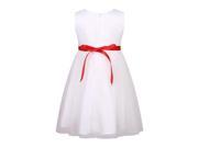 Richie House Big Girls White Contrast Florals Layered Flower Girl Dress 8