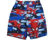 Marvel Little Boys Blue Red Spiderman Camo Print UPF 50 Swim Shorts 4T
