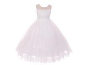Kids Dream Big Girls White Lace Stone Applique Tulle Communion Dress 10