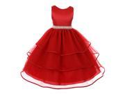 Chic Baby Little Girls Red Organza Overlaid Pearl Flower Girl Dress 6