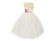 Chic Baby Little Girls Ivory Coral One Shoulder Ruffle Flower Girl Dress 6