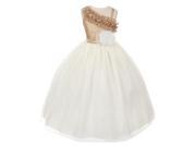 Chic Baby Little Girls Taupe One Shoulder Ruffle Flower Girl Dress 6