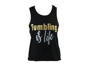 Reflectionz Little Girls Black Gold Silver Tumbling Is Life Tank Top 2