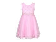 Richie House Little Girls Pink Embroidered Mesh Party Flower Girl Dress 4