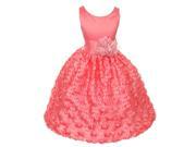 Chic Baby Little Girls Coral Satin Lace Floral Sash Flower Girl Dress 4