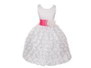 Chic Baby Little Girls White Fuchsia Satin Lace Sash Flower Girl Dress 4