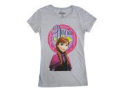 Disney Big Girls Grey Frozen Anna Character Print Short Sleeve T Shirt 7 8