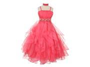 Chic Baby Big Girls Coral Vertical Ruffle Junior Bridesmaid Pageant Dress 8