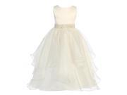 Chic Baby Big Girls Ivory Beaded Waist Overlaid Junior Bridesmaid Dress 12