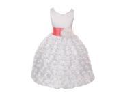 Chic Baby Little Girls White Coral Satin Lace Sash Flower Girl Dress 6