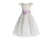 Chic Baby Big Girls White Lilac Floral Split Front Junior Bridesmaid Dress 10