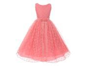 Chic Baby Big Girls Coral Lace Overlay Bow Junior Bridesmaid Easter Dress 8