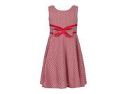 Richie House Little Girls Red Patterned Bow Sweet Party Cotton Dress 6