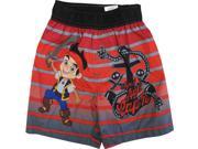 Disney Little Boys Red Grey Jake The Pirate UPF 50 Swimwear Shorts 4T