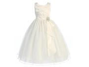 Chic Baby Big Girls Ivory Layered Brooch Tulle Junior Bridesmaid Dress 14