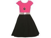 Mini Moca Big Girls Pink Black Necklace Glitter Waist Casual Dress 14