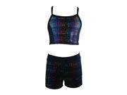 Reflectionz Big Girls Black Multi Dot Pattern Tank Top 2 Pc Shorts Set 10