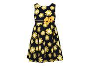 Richie House Big Girls Black Yellow Floral Print Cotton Summer Dress 8