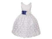 Chic Baby Little Girls White Royal Blue Satin Lace Sash Flower Girl Dress 6