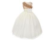 Chic Baby Big Girls Taupe Ivory One Shoulder Ruffle Junior Bridesmaid Dress 12