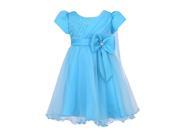 Richie House Little Girls Blue Overlaid Stud Bow Accent Flower Girl Dress 6