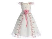 Chic Baby Little Girls White Pink Floral Split Front Flower Girl Dress 4