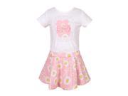 Richie House Little Girls White Pink Floral Pattern Bow Knit Dress 5