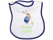 Raindrops Baby Boys Royal Blue Happy Easter Applique Embroidered Bib