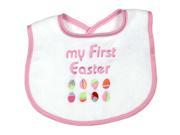 Raindrops Baby Girls Pink My First Easter Embroidered Bib