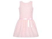 Sweet Kids Little Girls Pink Rosette Pattern Bow Sleeveless Occasion Dress 3T