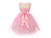 Little Girls Pink Stud Floral Accent Spaghetti Strap Flower Girl Dress 2