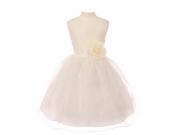 Little Girls Ivory Stud Floral Accent Spaghetti Strap Flower Girl Dress 6