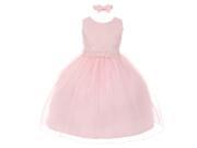 Rain Kids Little Girls Pink Floral Trim Organza Overlay Flower Girl Dress 4T
