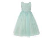 Little Girls Mint Sparkle Pearl Sequin Satin Tulle Flower Girl Dress 6
