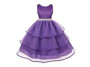 Chic Baby Little Girls Purple Organza Overlaid Pearl Flower Girl Dress 4